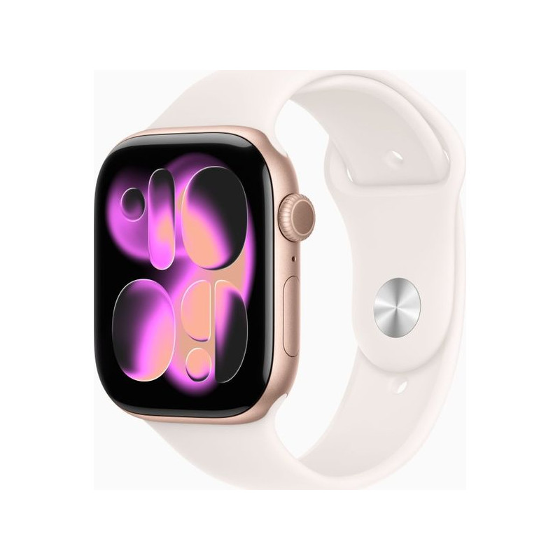 Apple Watch 11 46mm Aluminium Rose Gold avec Light Blush Sport Band M/L MEV74